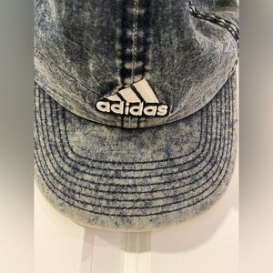 Adidas Saturday hat - blue worn weathered-look ball cap. Adjustable buckle.